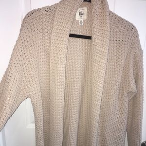 thick tan cardigan